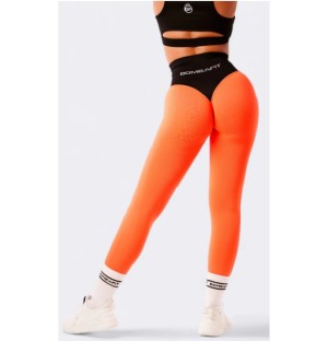 LEGGINS PUMP IT BICOLOR PUSH UP ARANCIONE FLUO/NERO MISURA XS-S BOMBA FIT